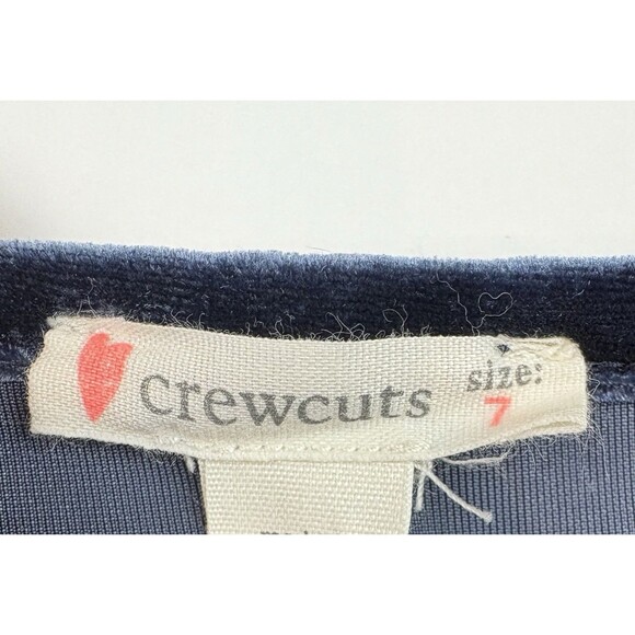 Crewcuts J. Crew Long Sleeve Navy Gold Velvet Dress Holiday Christmas, Size 7 - Picture 4 of 5